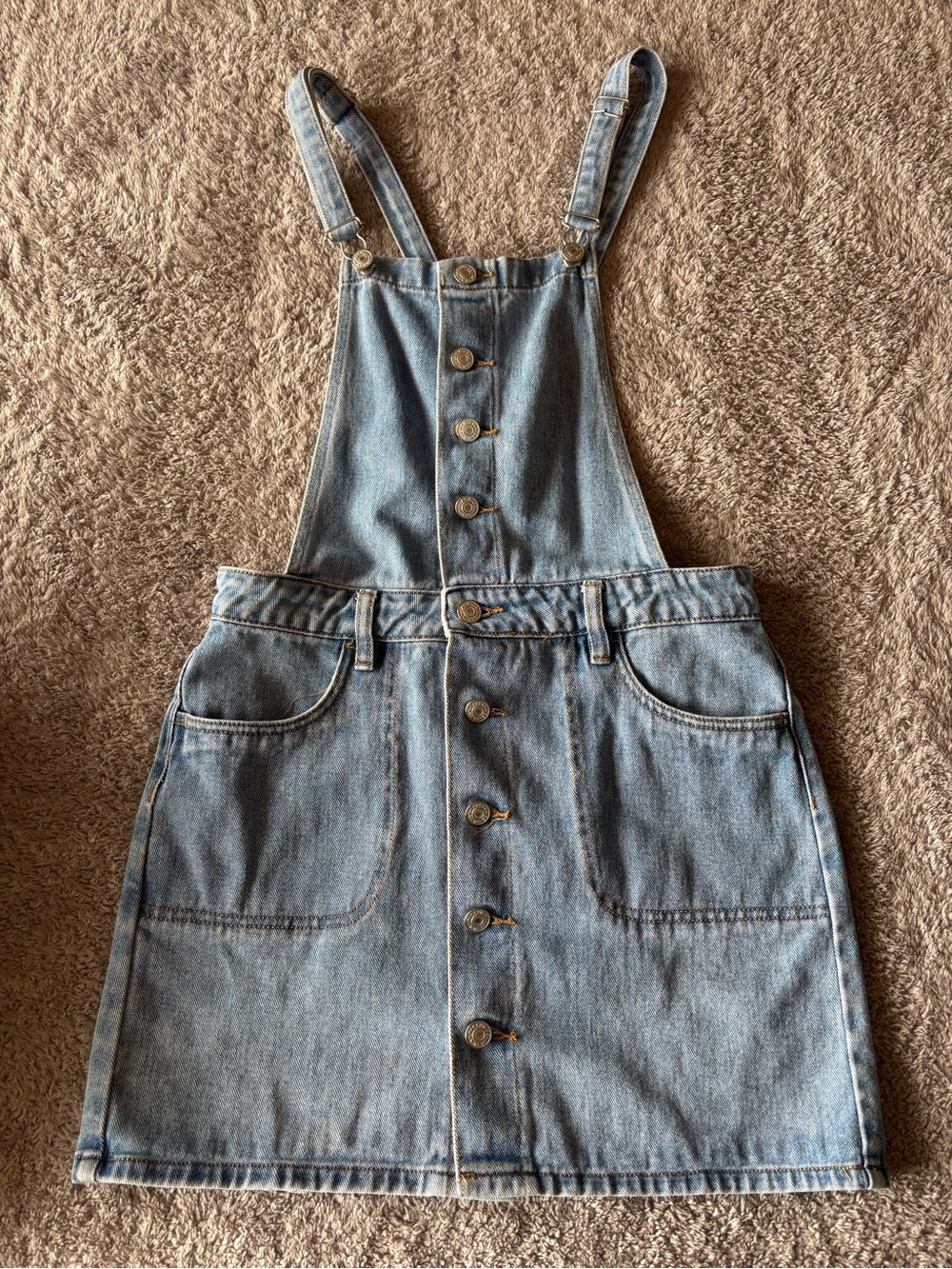 PacSun Light Blue Denim Pinafore Dress with Front Buttons